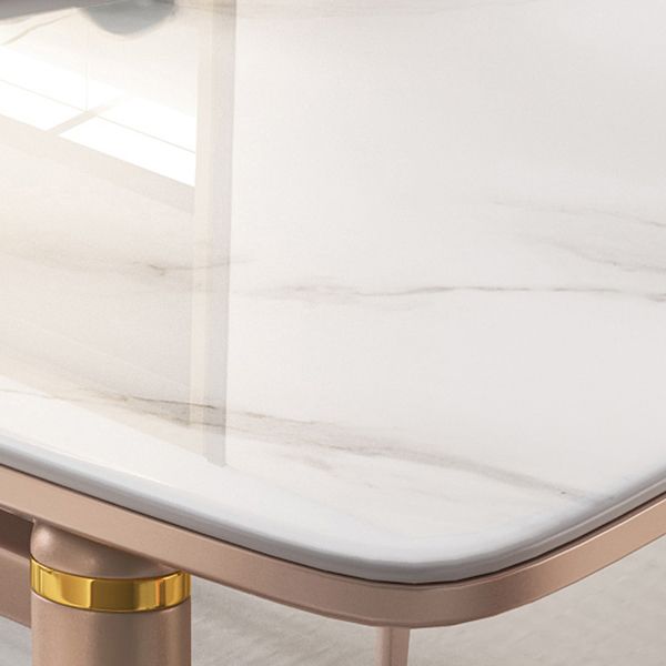 Foldable Stone Rectangle Dining Table Rubber Legs for Dining Room