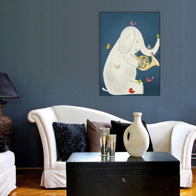 Kids Night Concert Canvas Art Soft Color Animals Pattern Wall Decor for House Interior