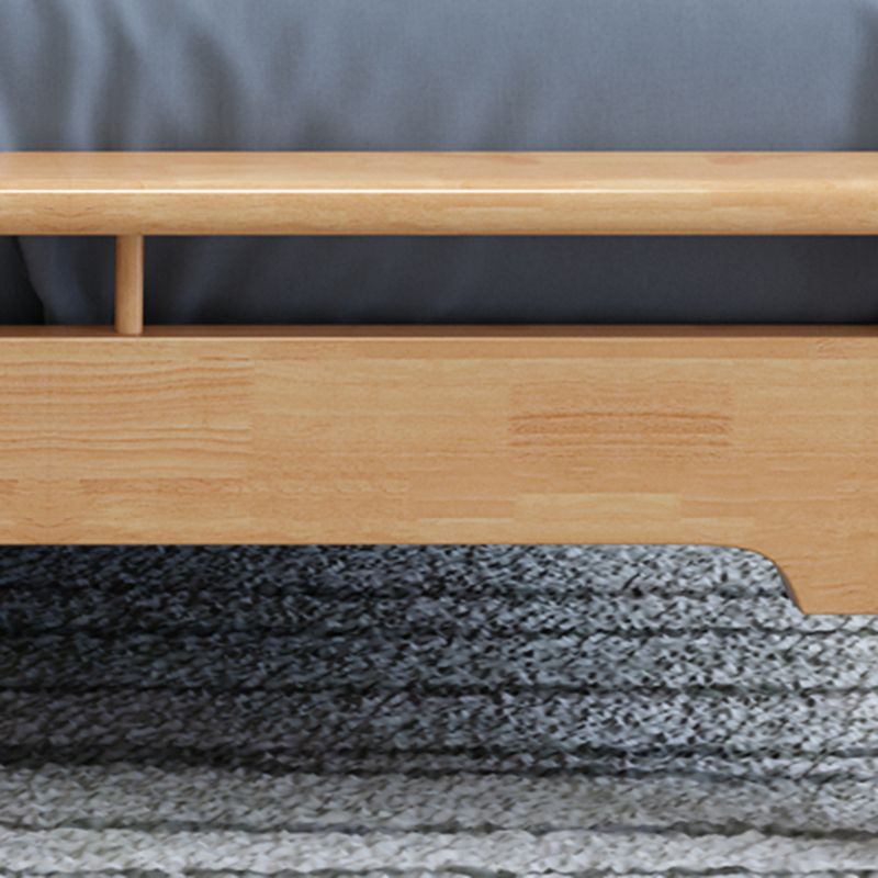 Scandinavian Wooden Slat Bed with Rectangular Spindle Headboard