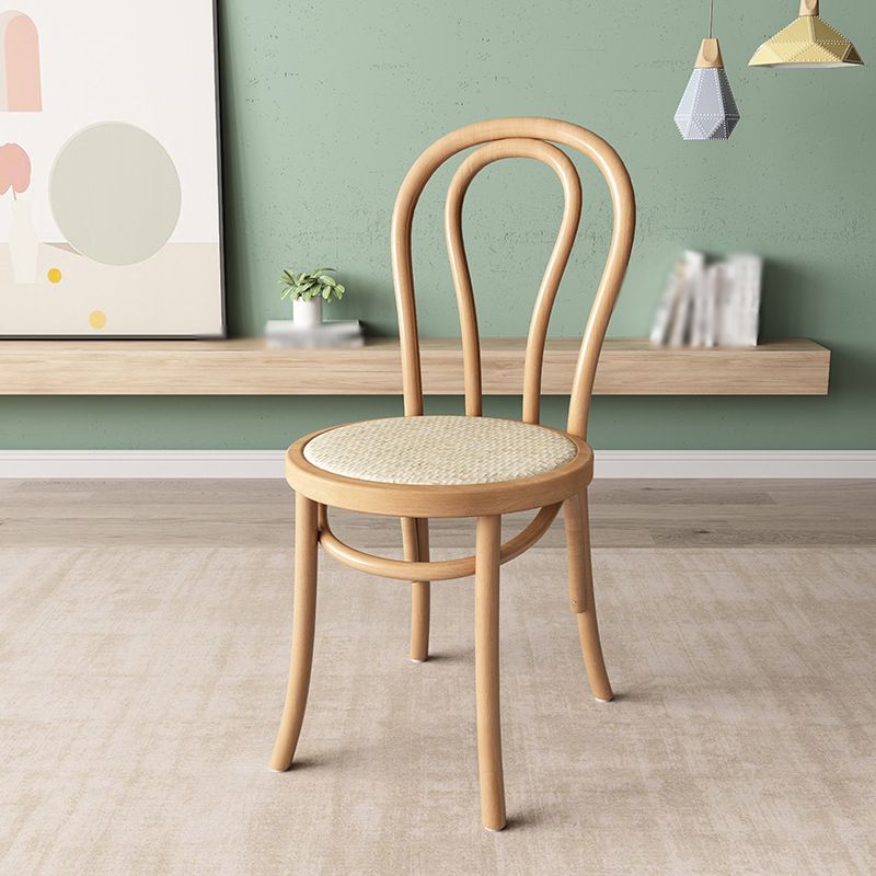 Silla tradicional de comedor de madera natural con respaldo Windsor de haya (juego de 2)