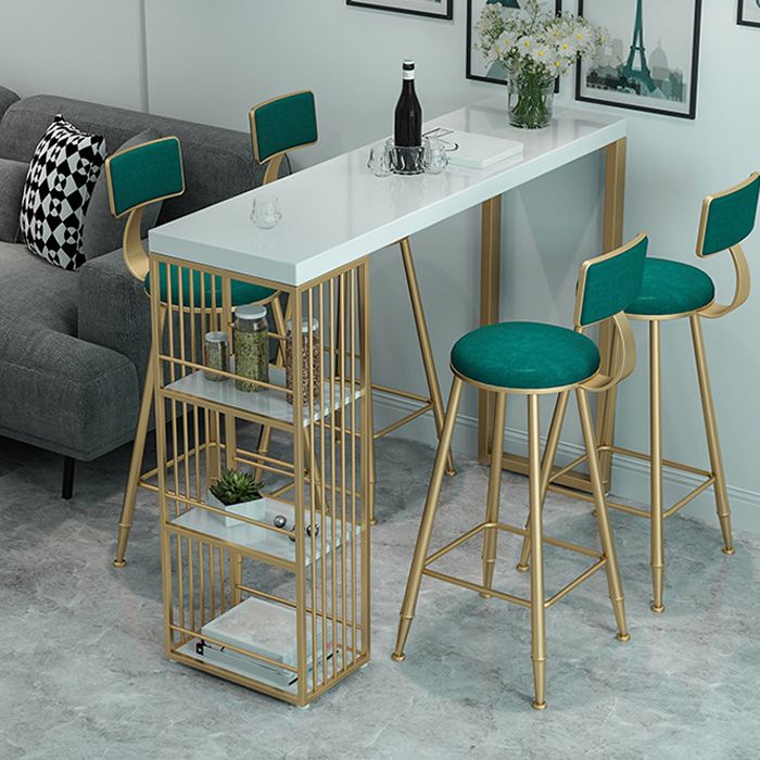 1/4 Pieces Luxurious Rectangle Pub Table Set Marble Counter Table Set with High Stools