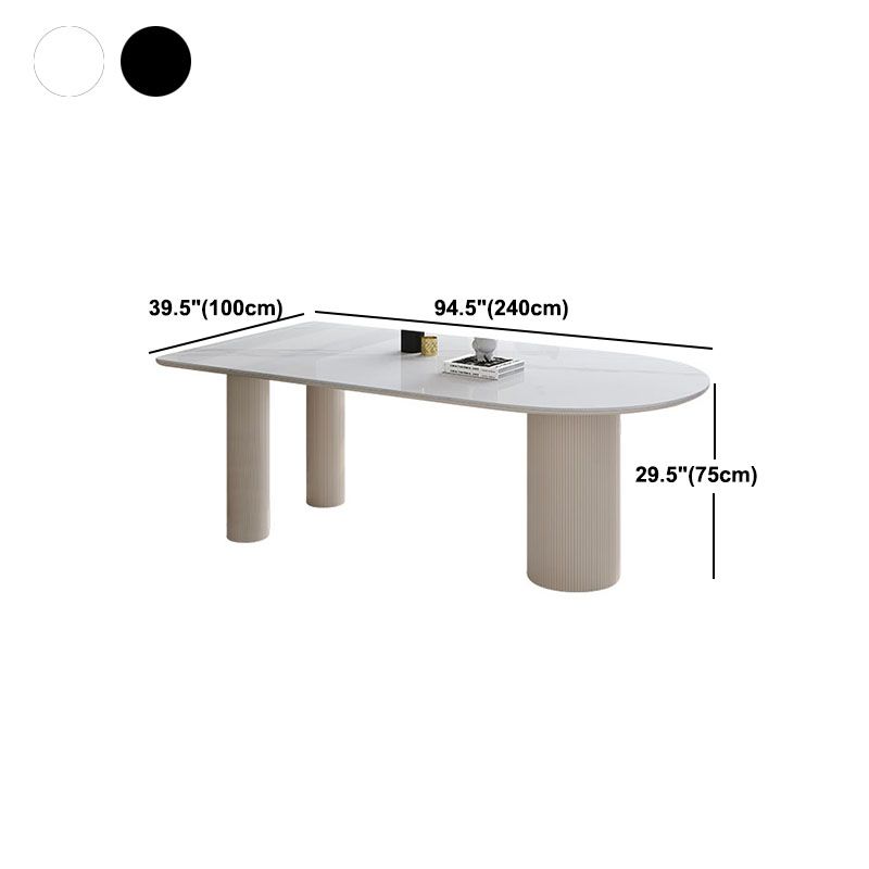 Irregular Shape White Table for Restaurant Sintered Stone Top Island Table with 3 Legs