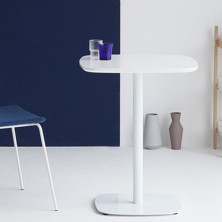 Metal Industrial Square Dining Table Manufactured wood Top Table with Pedestal Base