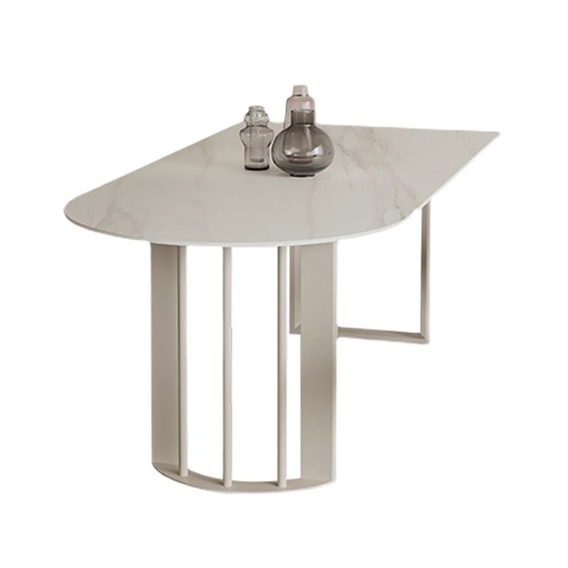 Double Pedestal Dining Table Modern Stone Dining Table for Kitchen
