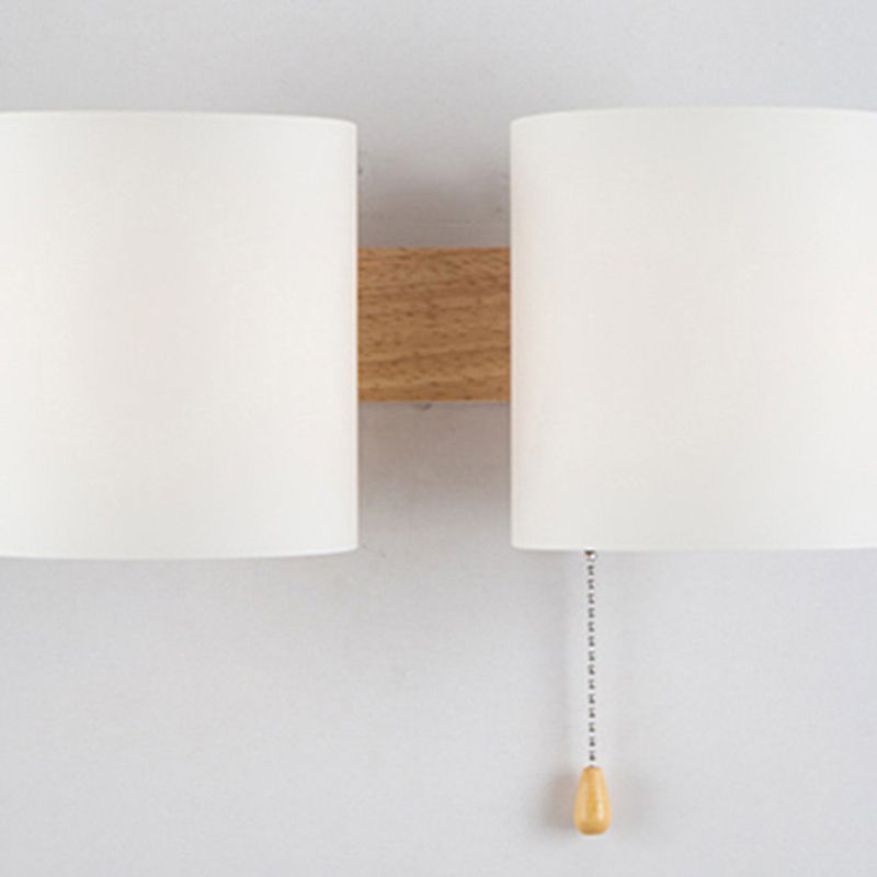 Nordic Wall Sconce Cylinder Wall Light Fixture with Wood for Bedroom