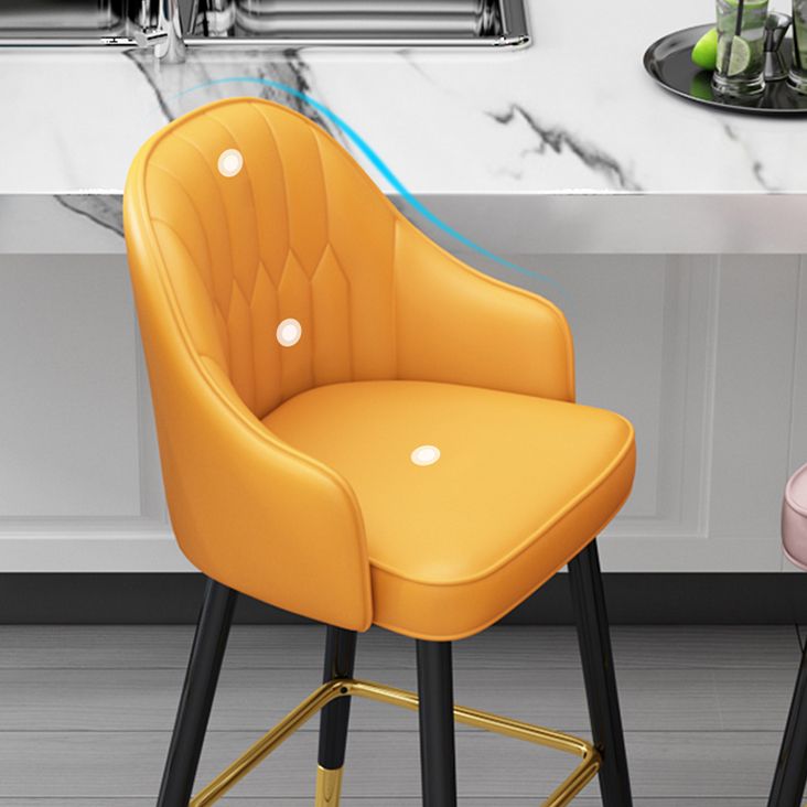 Glam Metal Barstool Faux Leather Kitchen Counter Stool in Matte Finish with 4 Legs