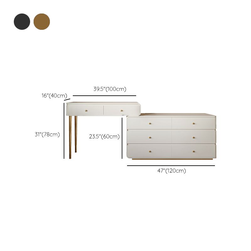 White Solid Wood Makeup Vanity Desk Bedroom Vanity Dressing Table Set