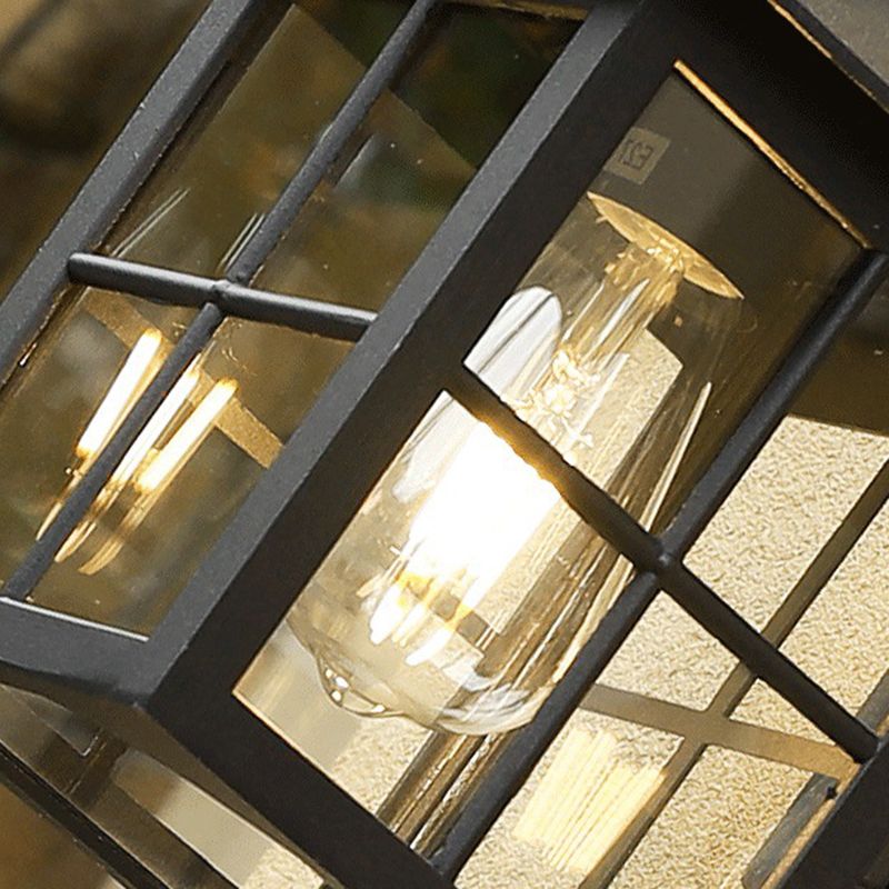 Modern Square outside Sconce Light Kit Glass 1 Light in Black