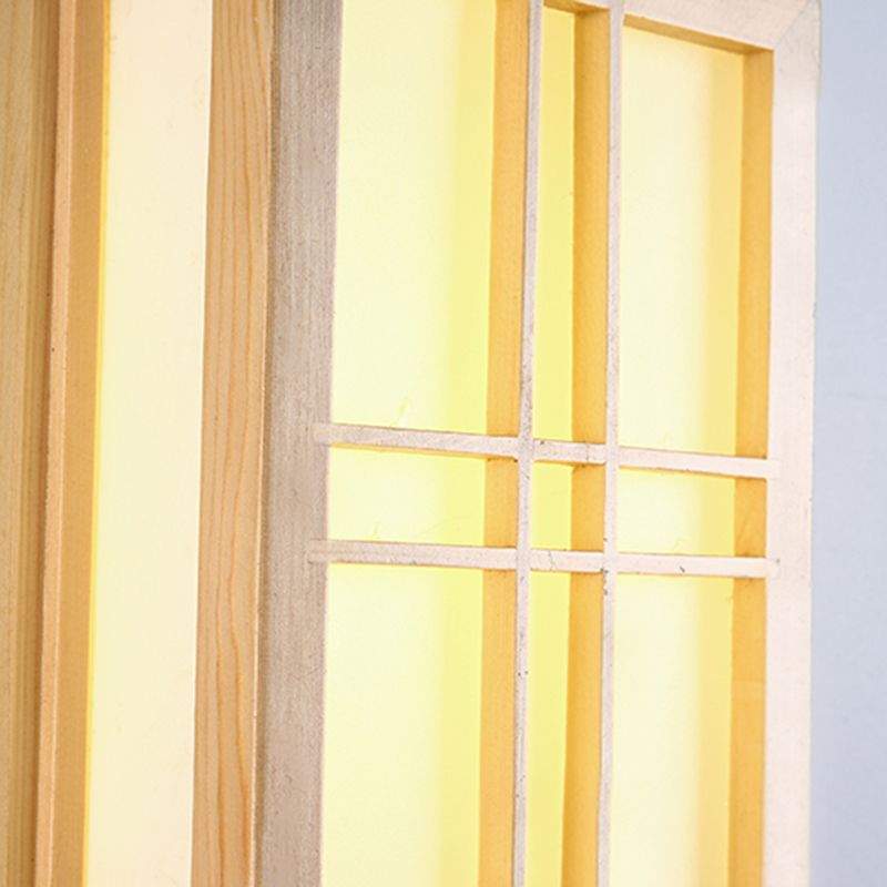 Rectangular Wood Wall Light Japanese 1-Light Wall Mount Light for Dining Room
