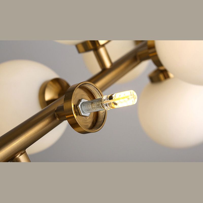 Luce a soffitto sferico dell'isola contemporanea in vetro oro isola a sospensione Luce