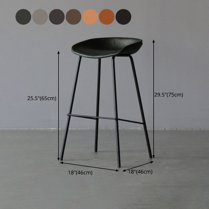 Scandinavian Metal Kitchen Dining Room Armless Stool Low Back Bar Stool