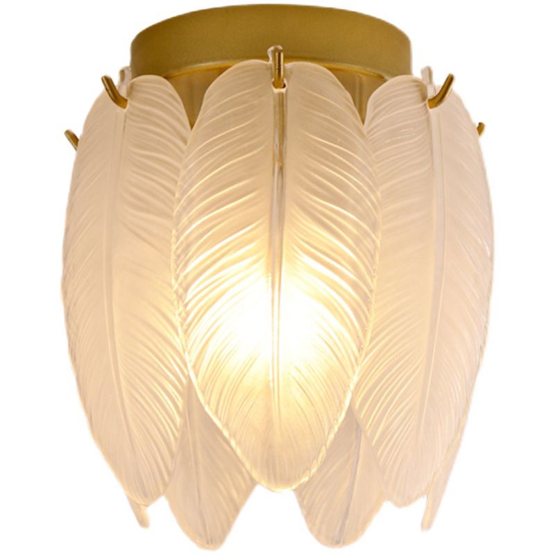 Luminaire encastré au plafond en plumes, style simple, doré