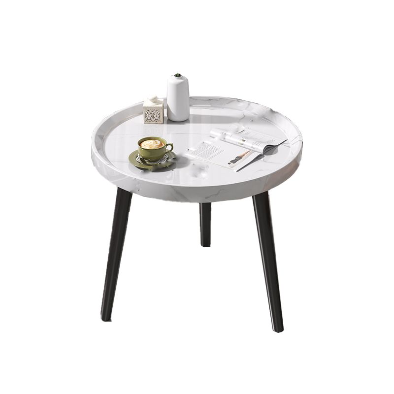 Modern 3 Legs Wooden Coffee Table Round Top Shape Cocktail Table for Living Room