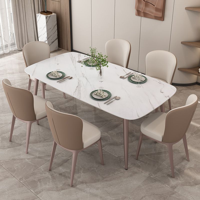 1/2/5/7 Pcs White Sintered Stone Dining Room Set Table Furniture Set for Home
