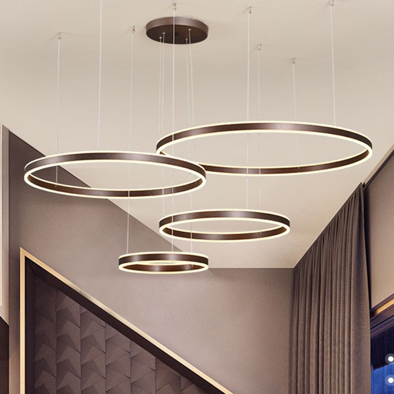 Coffee Rings Suspension Pendant Light Modern Style LED Metal Chandelier Pendant Light