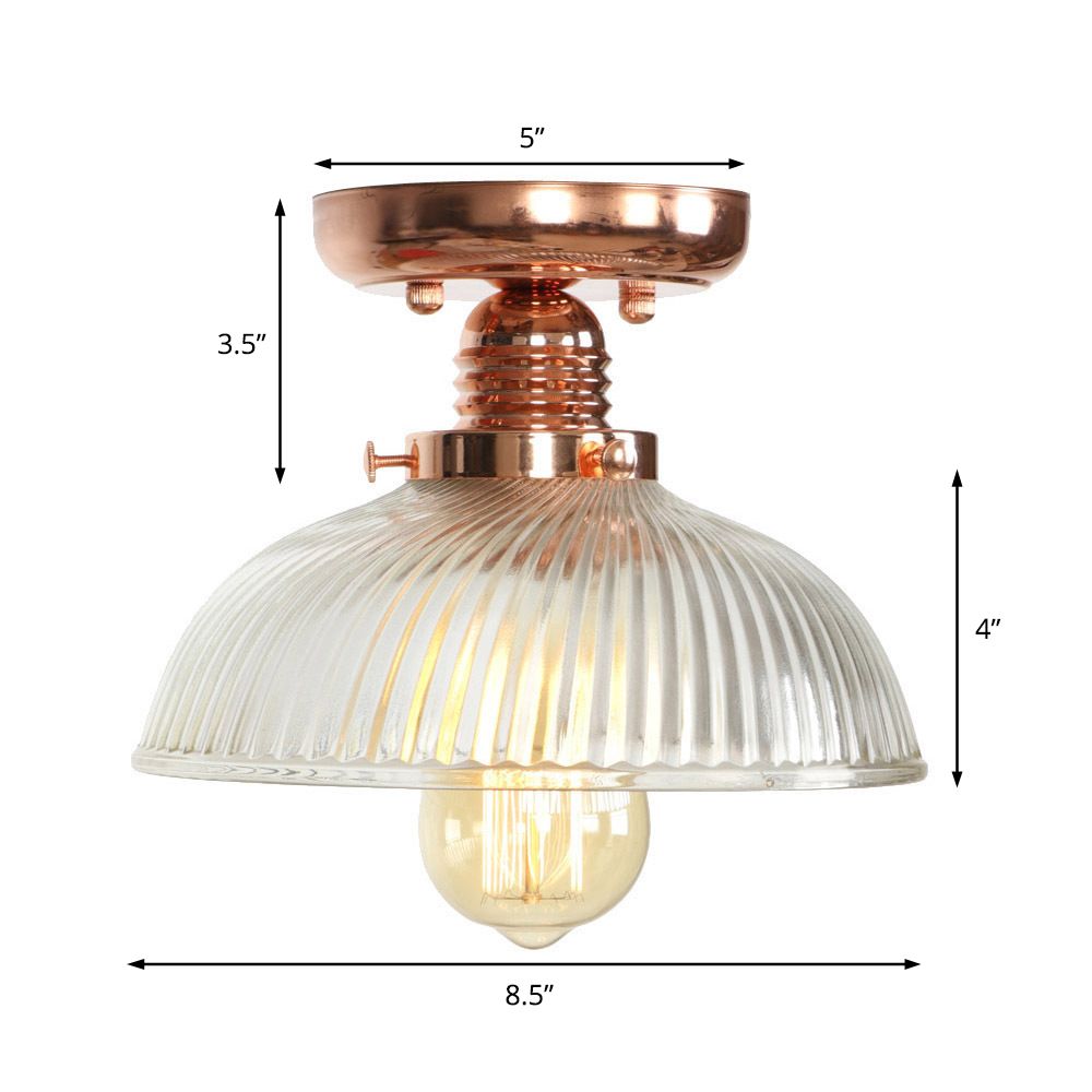 Cuivre 1 Light Ceiling Lighting Industrial Clear Glass Globe / Pear / Bowl Shade Semi Flush Light