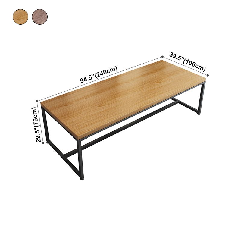 Rectangle Trestle Base Industrial Dining Table Solid Wood Fixed Table