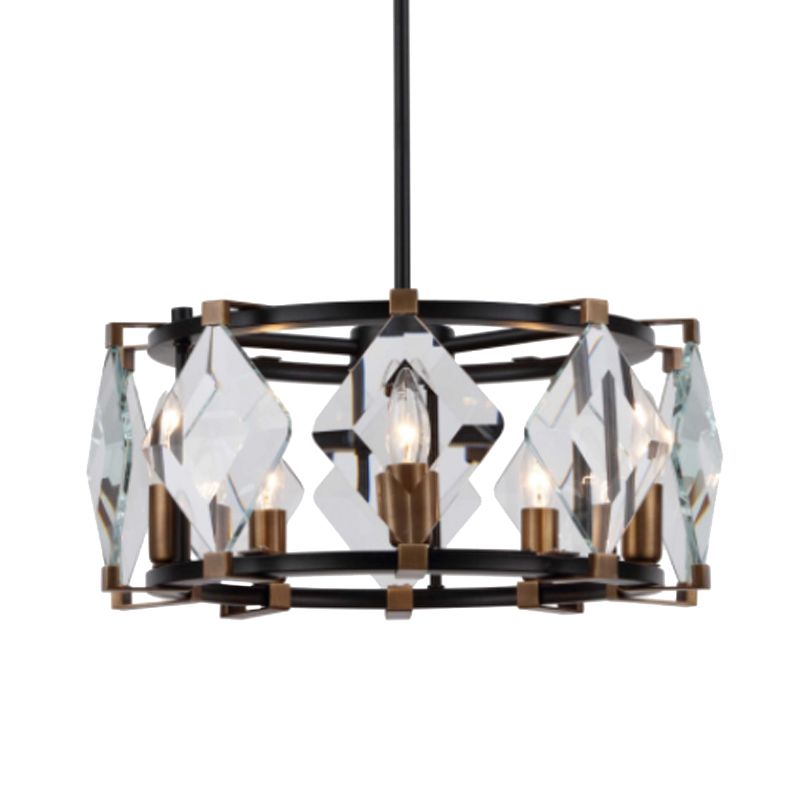 Rhombus suspendu à lustre suspendu Crystal Crystal 8 Têtes Plafond noir Light