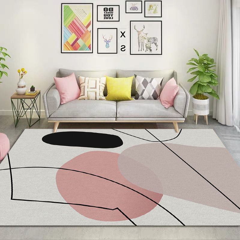 Leisure Contrast Panel Rug Trendy Polyester Area Rug Non-Slip Backing Rug for Living Room