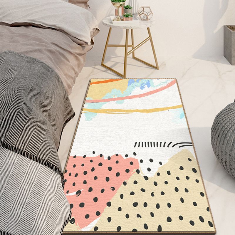 Light Yellow Color Lump Rug Polyester Nordic Rug Washable Rug for Living Room