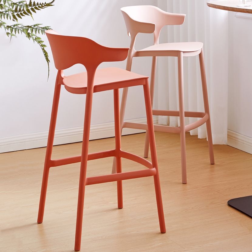 Scandinavia Style Bar-stool Plastic Legs Square Seat Barstool with Low Back for Kitchen