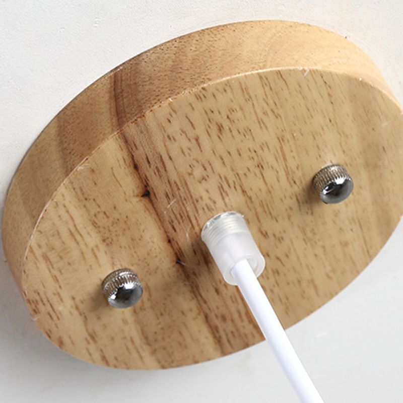 Modern Nordic Macaron Hanging Lamp Wooden Barn Single Pendant Light with Metal Shade