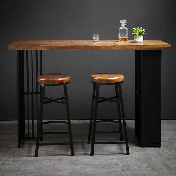 Indoor Glam Pub Set Natural 1/2/3 Pieces Wood and Metal Pub Table Set with Storage
