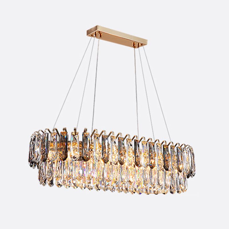 Crystal LED Island Light Modern Minimalism Living Room Hanging Chandelier