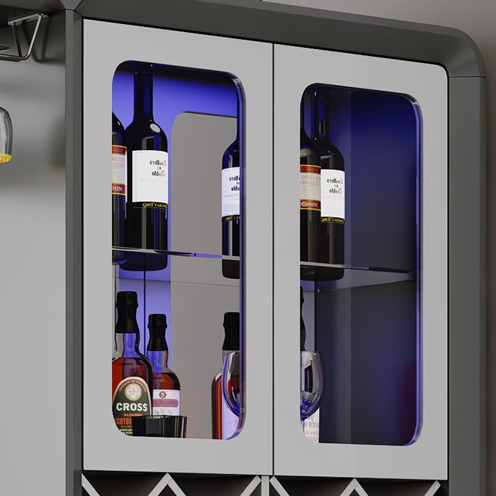 Modern Rectangle Bar Table Artificial Wood Table with Wine Cabinet for Living Room