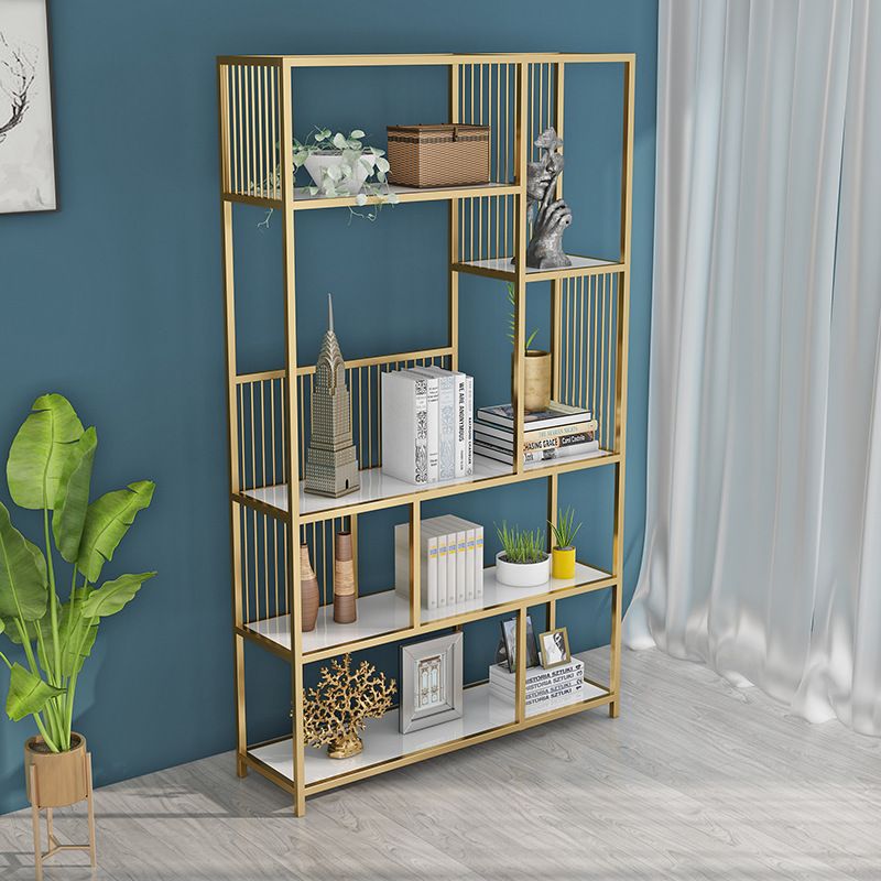 Metal and Wooden Shelf Bookcase Vertical Open Book Shelf for Study Room