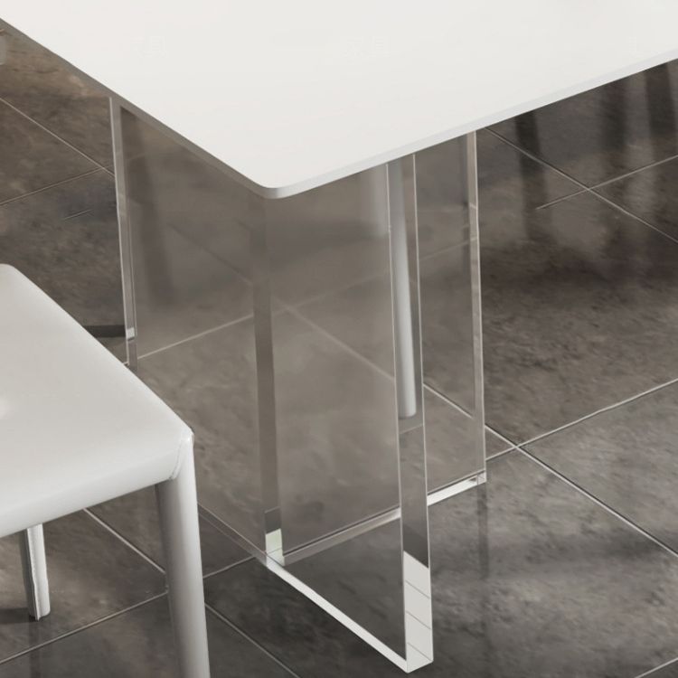 Acrylic Contemporary Rectangular Dining Table Sintered Stone Table with Acrylic base