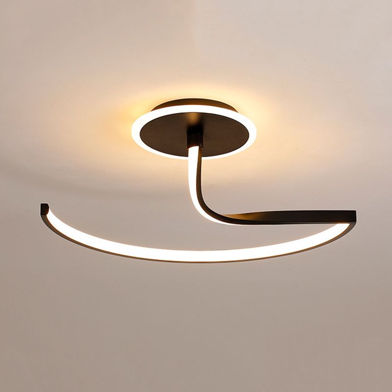 Moderner Stil Wirbel Welle Semi Flush Mount Light Metal 1 Light LED Flush Light