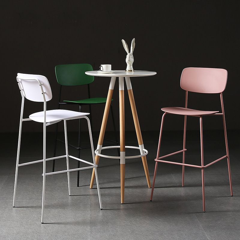 Modern Plastic Bar-stool Square Seat Counter Bar Stool with Metal Legs