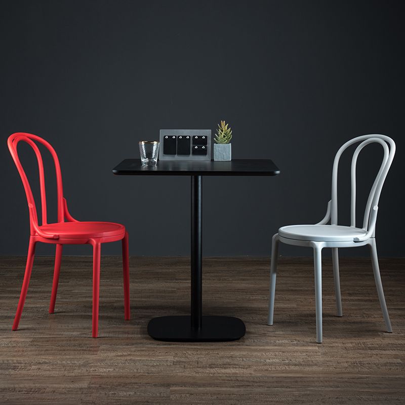 Modern Square Dining Table Wood Tabletop with Steel Pedestal Base