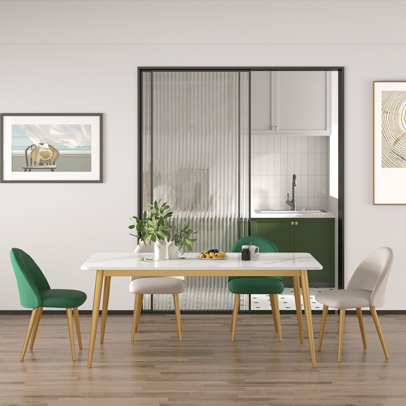 Traditional Luxury Dining Table White Stone Rectangle Dining Table for Home