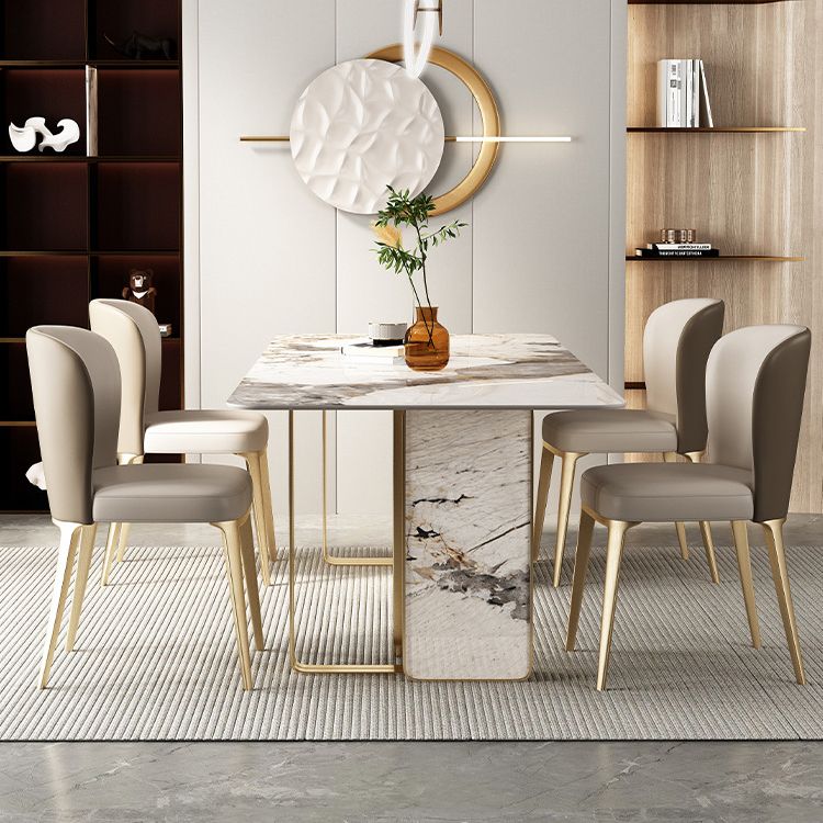 Luxurious Sintered Stone Top Dining Set Rectangle 1/3/4/5/6 Pieces Dining Room Table Set