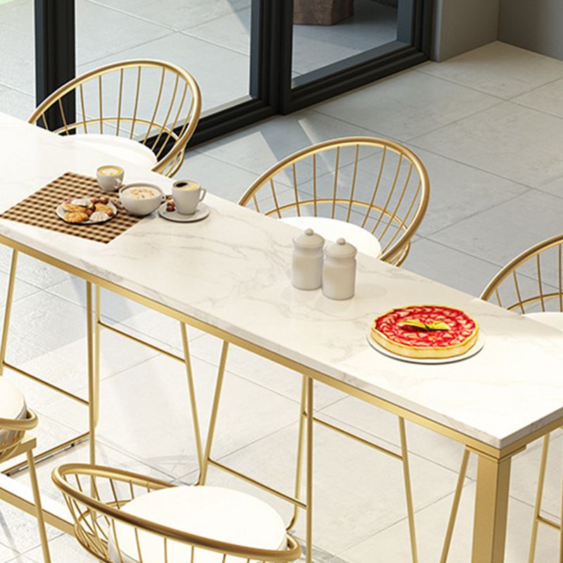 Modern Bar-height Table with Faux Marble Top Table for Patio Use