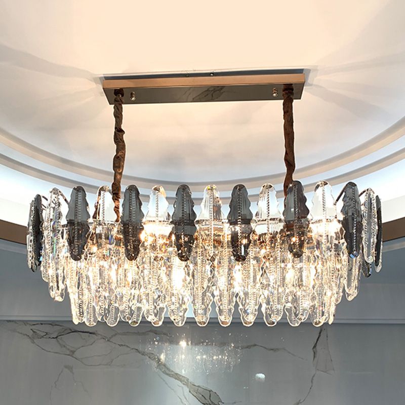 Luz de la isla de cristal sombreada lámpara de lámpara de lámpara de estilo moderno en transparente