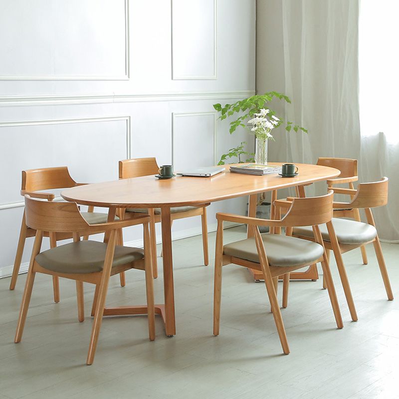 Tavolo da pranzo in tono marrone in legno massiccio semplicità tavolo doppio piedistallo per sala da pranzo