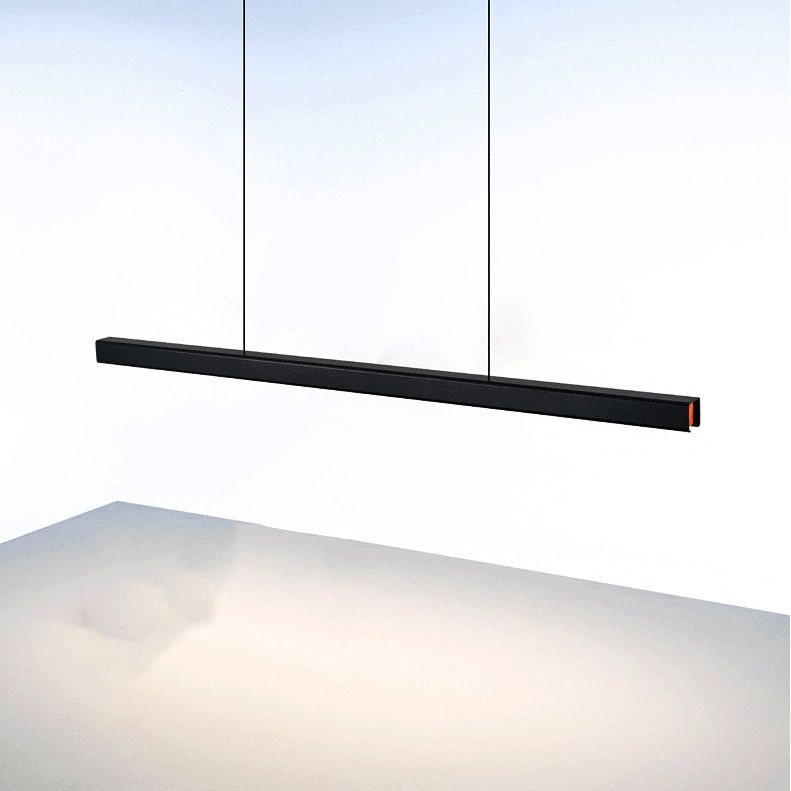 Luz de la isla de aluminio negra Lámpara de colgante de restaurante rectángulo de 1 luces de estilo simple