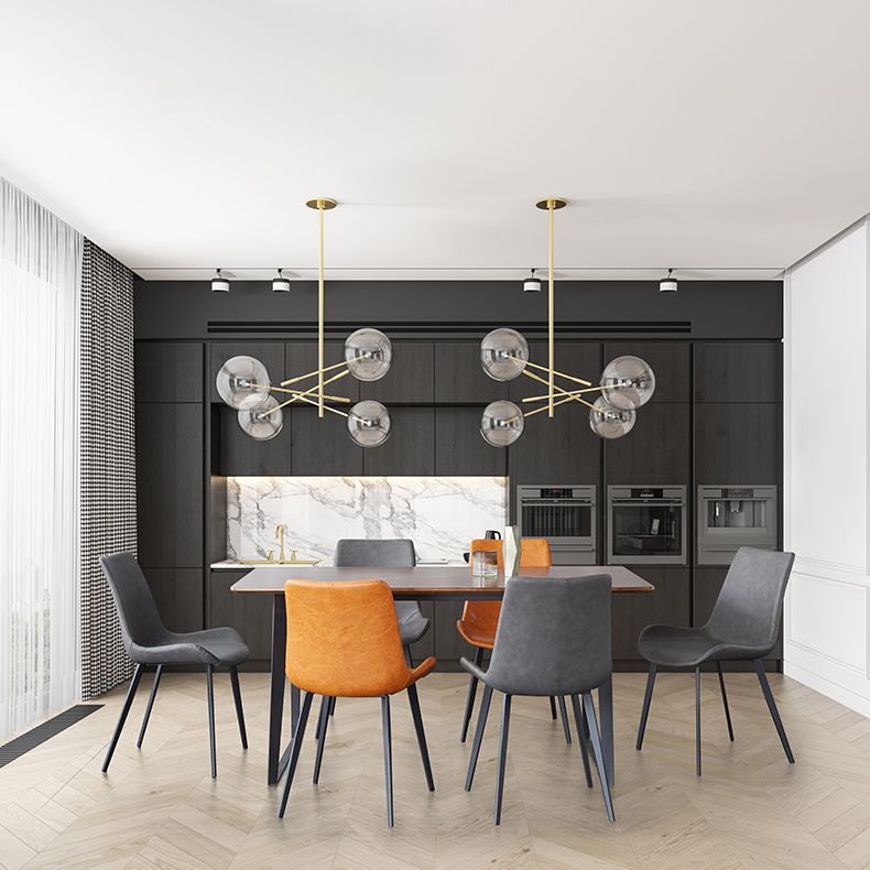Mesa de forma rectangular marrón industrial Mesa de comedor estándar de madera para cocina
