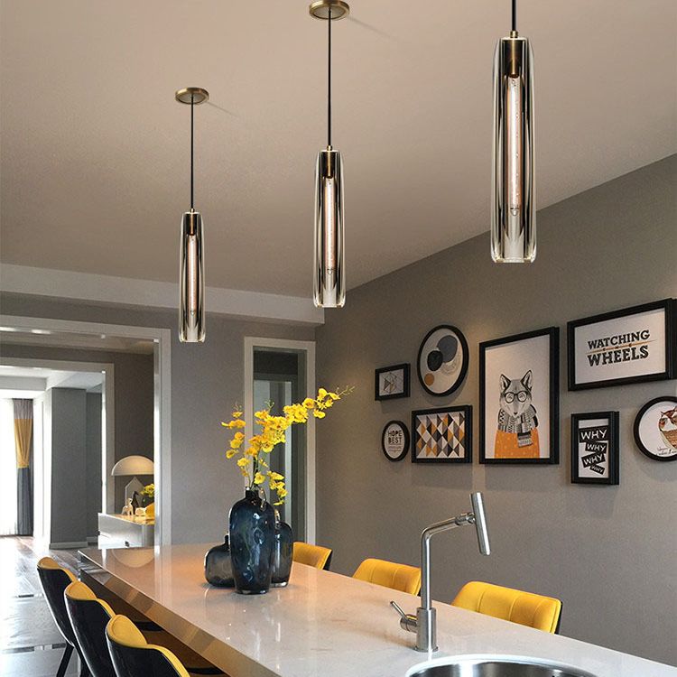 15.3 "Lengte K9 Kristallen Hanglicht Postmoderne stijl Brass Simplicity Lighting Fixture in rookgrijs voor eetkamer
