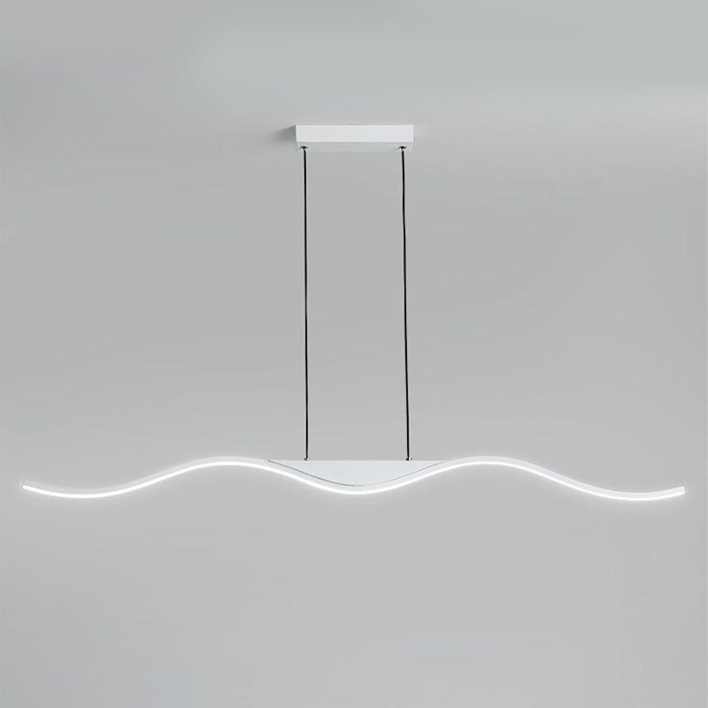 White Linear Kitchen Island Lighting Metal Square Ceiling Light for Living Room