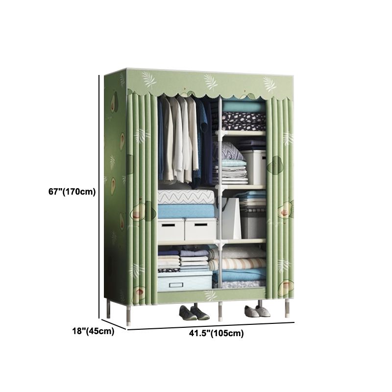 Contemporary Wardrobe Metal 1-Door Wardrobe Closet With Shelves