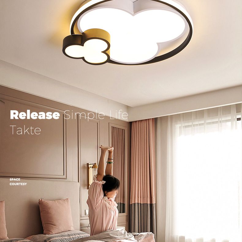 Modern Plum Shaped Flush Light Acrylic Bedroom LED Ceiling Mount Light in Black-White