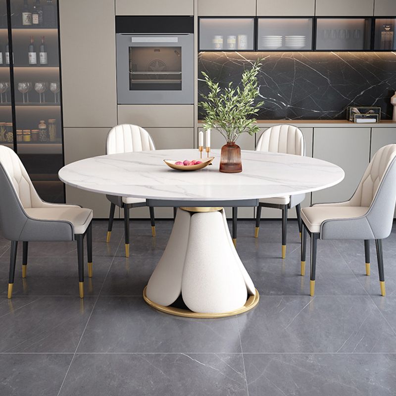 Modern Pedestal Round Dining Table Stone Table for Dining Room Kitchen