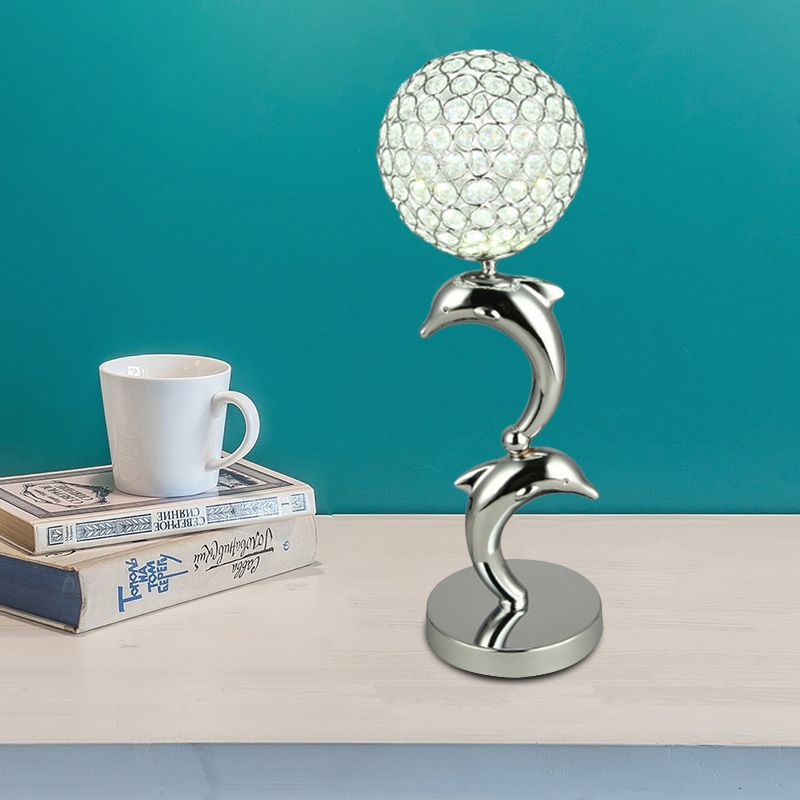 Crystal Chrome Table Light Dolphin and Globe LED simple table de chevet pour salle d'étude