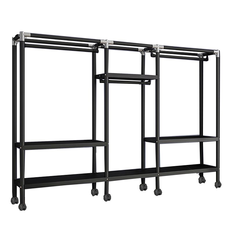 Contemporary Style Wardrobe Armoire Metal Frame Armoire with Garment Rod for Home