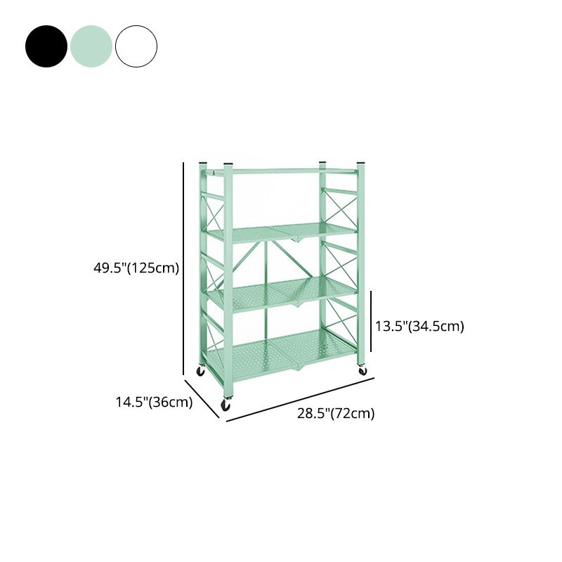 Industrial Geometric Bookcase Metal Open Back Bookcase with Wheels
