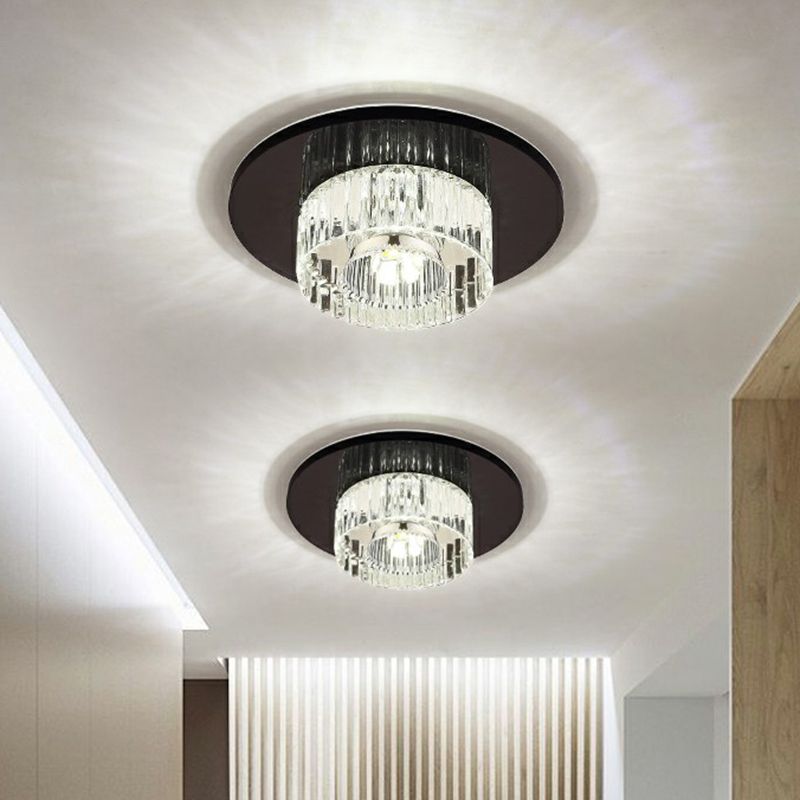 Contemporary Round Ceiling Flush Mount Crystal Corridor LED Flush Mount Lighting